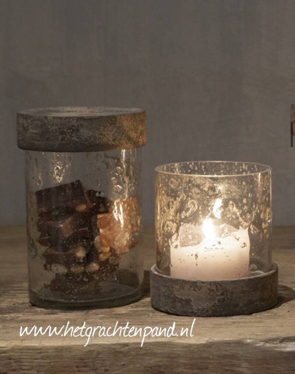Glazen windlicht / opberg pot