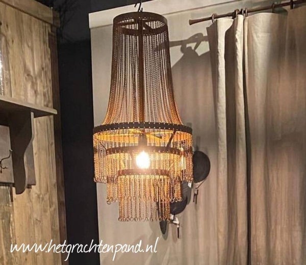 Roest Kroonluchter met fijne ketting - JAN Interieur