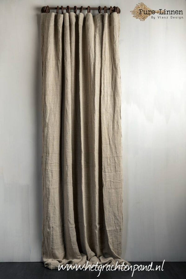 Gordijn Abigaïl met leren Lus Pure Linnen Vlasz Collectie