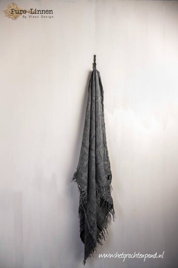 Plaid LYDIA 130 x 190 stoned washed grey Pure Linnen Vlasz Collectie