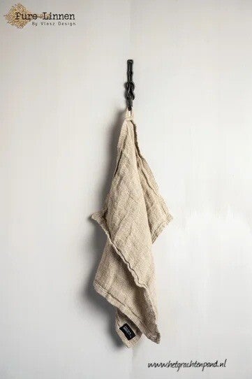 Theedoek TABITA naturel met lus maat 50x70 Pure Linnen Vlasz Collectie
