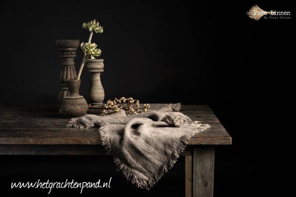 Tafelloper DINA  grey maat 50x170 - Pure linnen Vlasz Collectie