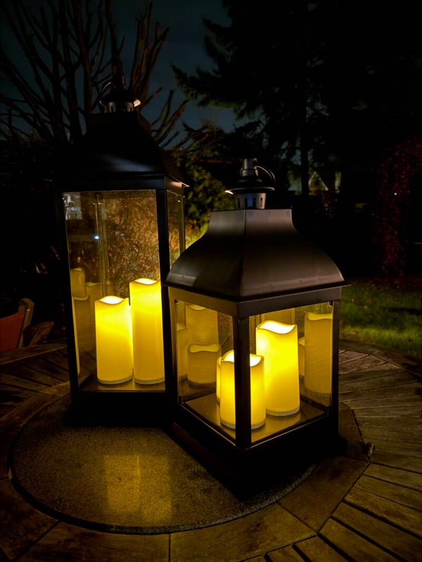 Buiten lantaarn met 3 led kaarsen