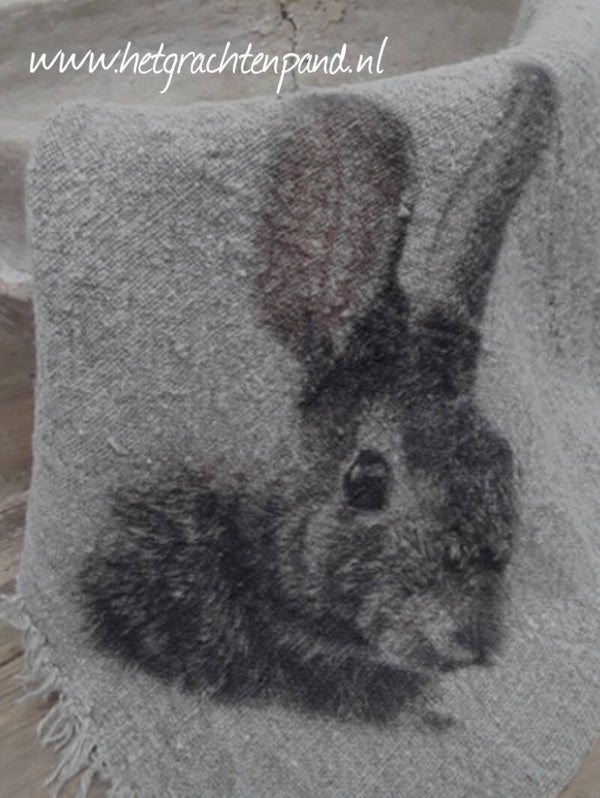 Shabby doek met konijn/haas