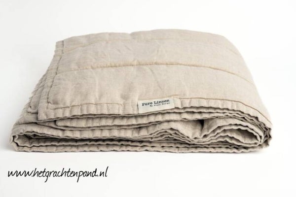 Pure Linnen Bedloper “Naturel” met lijn stiksel