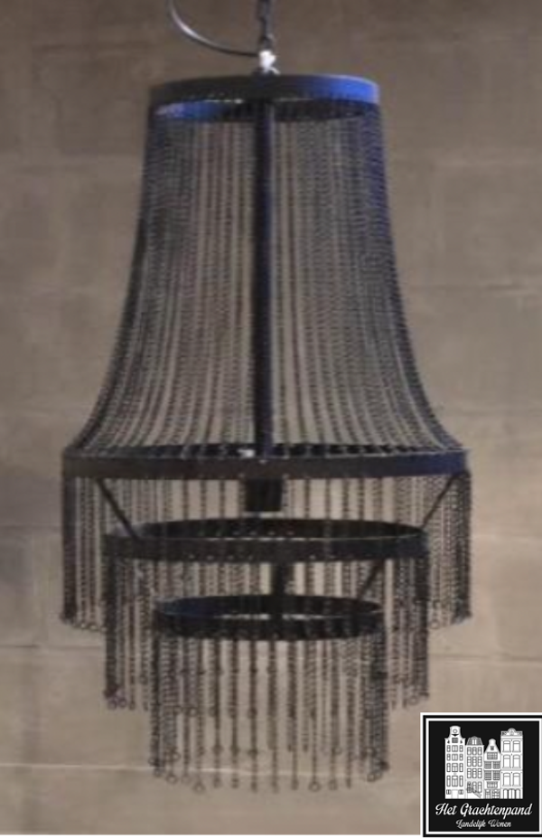 Zwarte Wandlamp met fijne ketting - JAN Interieur