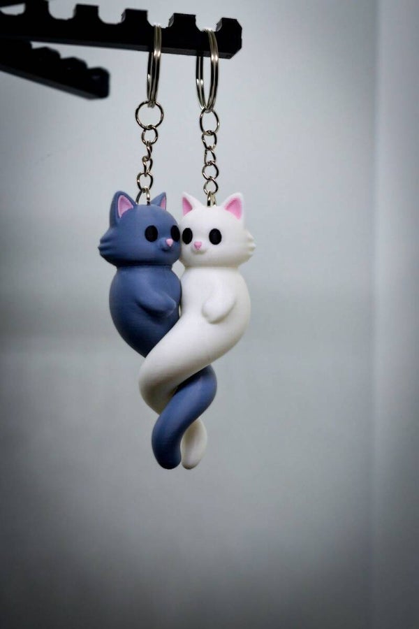 Katzen Paar Schlüsselanhänger magnetisch | Süßes Pärchen Geschenk Valentinstag