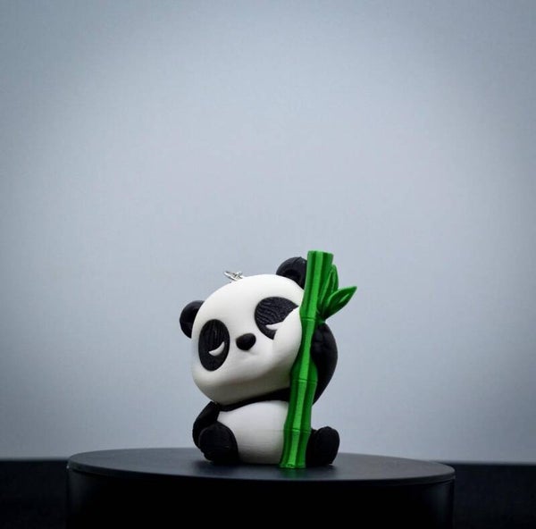 Panda Bambus Schlüsselanhänger | Süßes Kawaii Asien Design 3D gedruckt