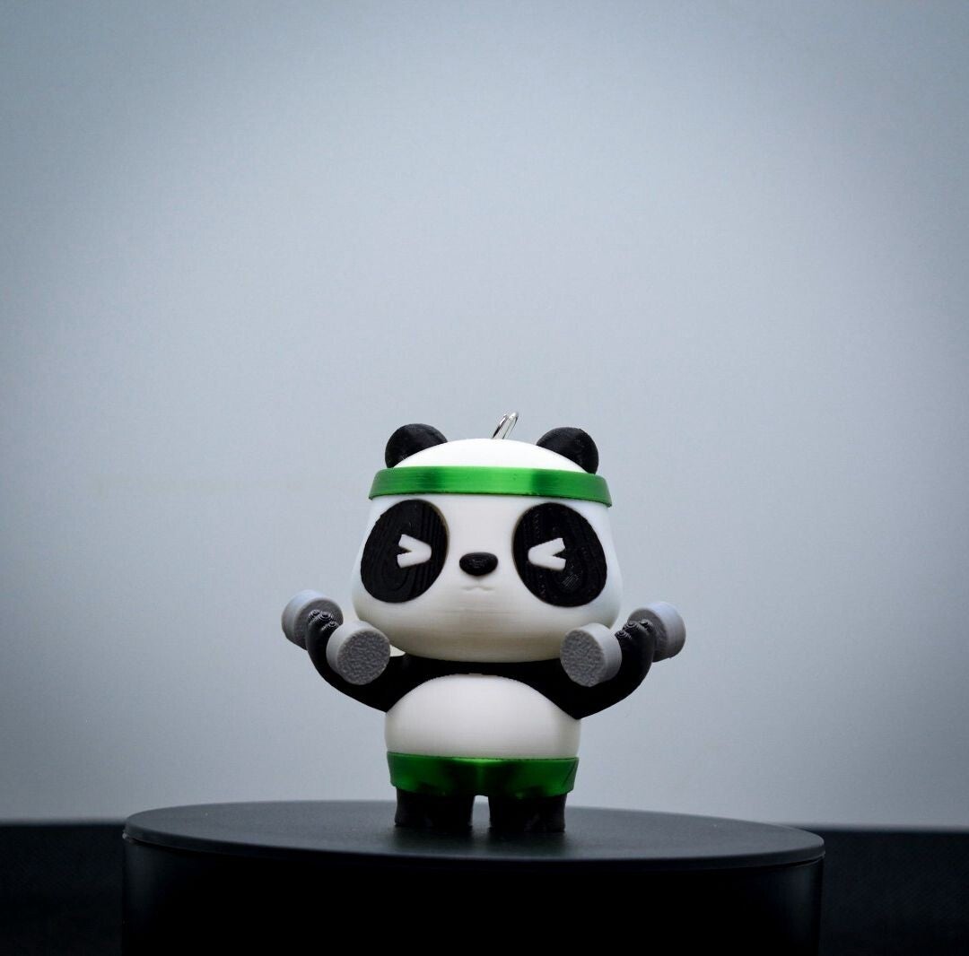Panda Fitness Schlüsselanhänger | Süßes Kawaii Sport Design 3D gedruckt