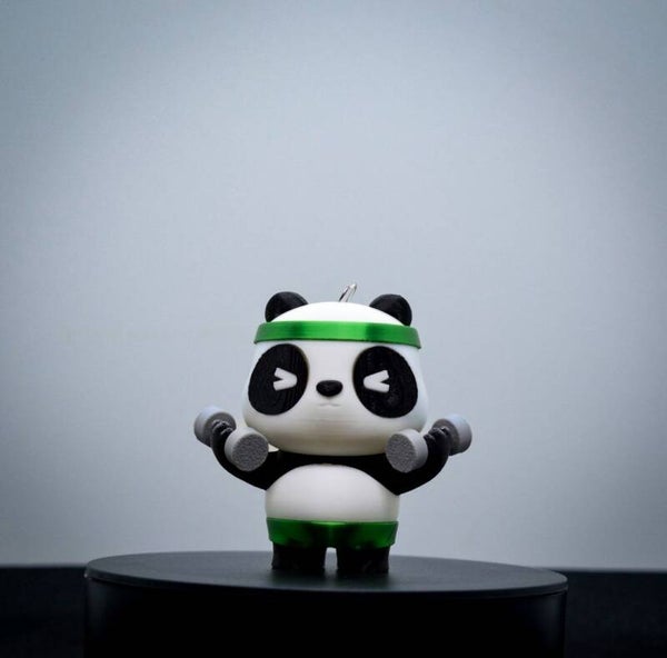 Panda Fitness Schlüsselanhänger | Süßes Kawaii Sport Design 3D gedruckt