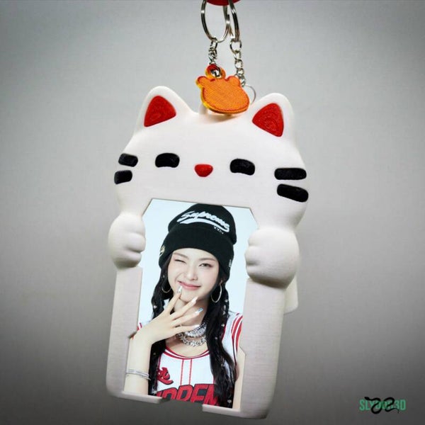 K-Pop Photocard Organizer Katze weiß-rot | Kawaii Pfoten Behälter süß