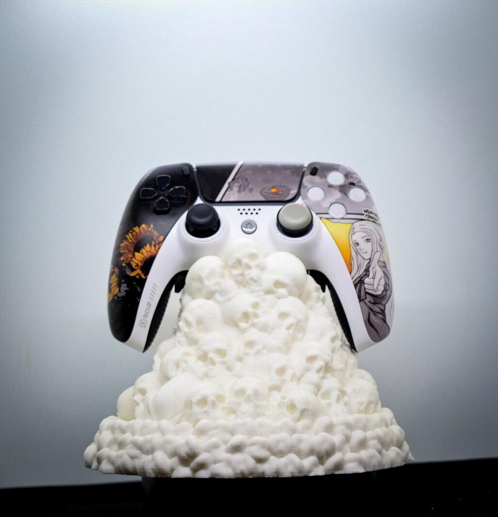 Controller-Halter Totenschädel-Haufen – Ausgefallene Gaming-Halterung – Gothic / Dark Deko für PS, Xbox & Switch