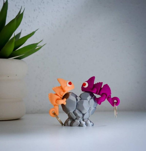 Pärchen Schlüsselanhänger Chamäleons – Verliebtes Set mit magnetischem Herz – Romantisches Geschenk für Paare Herz – Romantische Geschenkidee für Paare