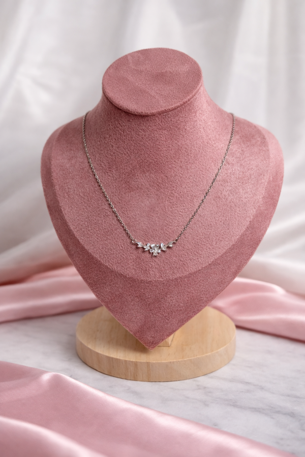 Diamond bloom ketting - zilver