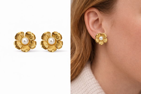 Bloom pearl oorbellen