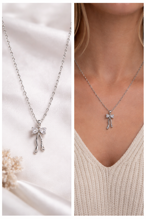 Bow ketting - zilver