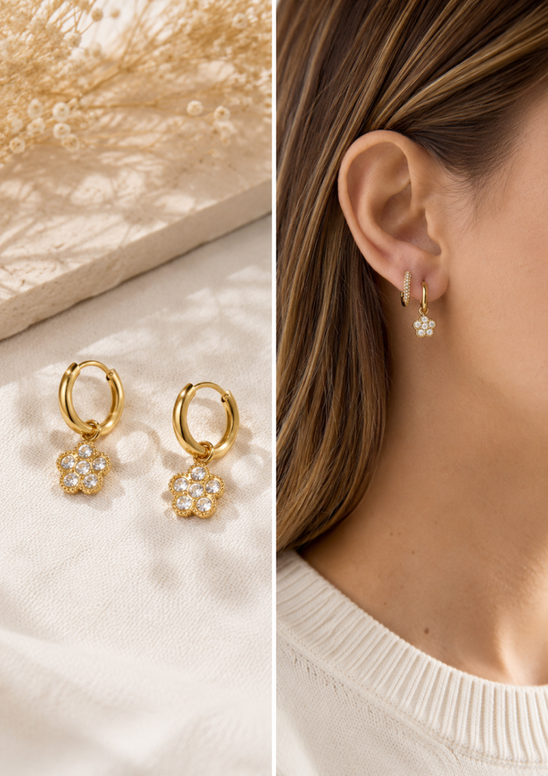 Golden daisy oorbellen