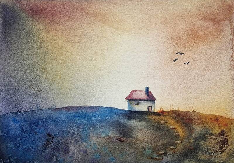 aquarel, little house, chantal verheijen