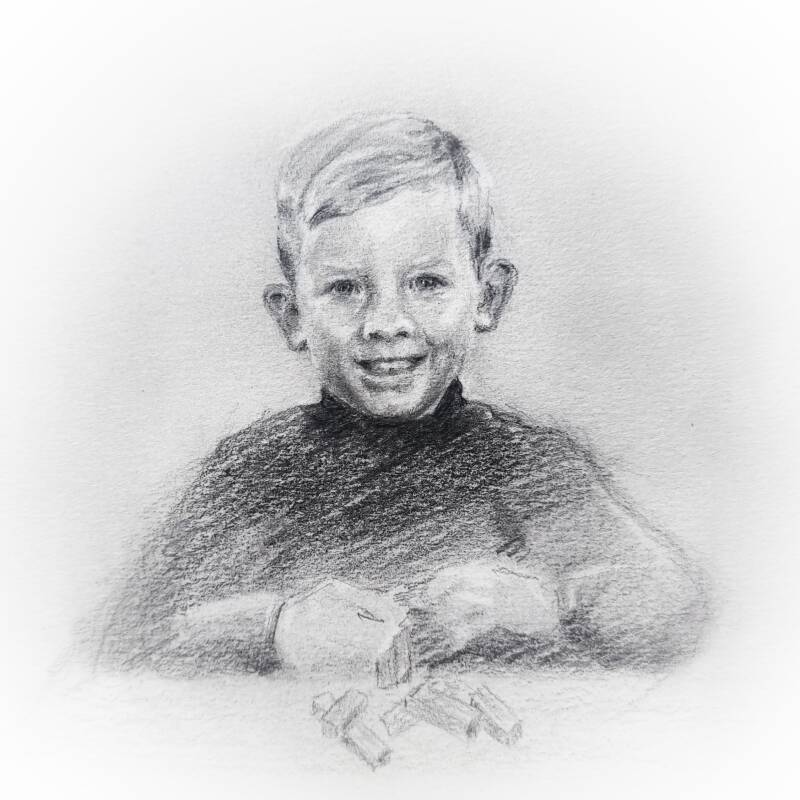 uitnodiging houtskool en grafiet portret