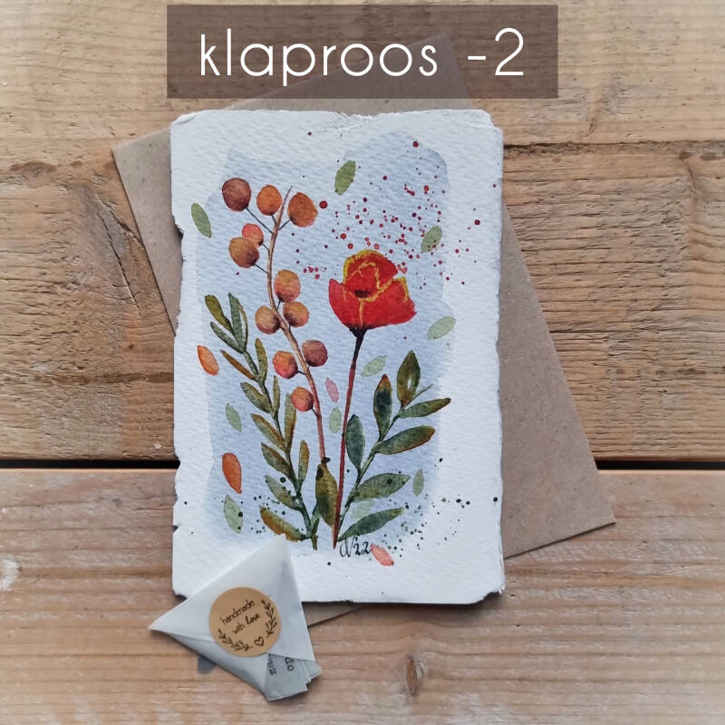 aquarel kaart klaproos