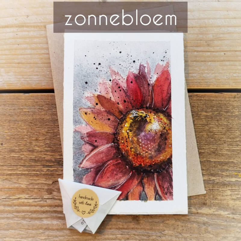 aquarel kaart zonnebloem