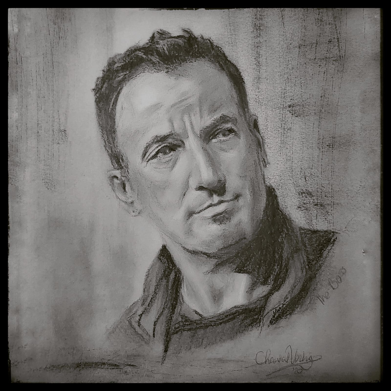 Houtskool portret, tekening, bruce sproingsteen.[portret laten maken, chantal verheijen
