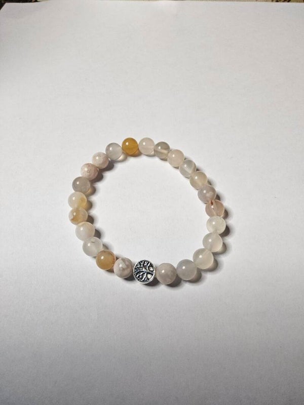 Bracelet agate fleur de cerisier 8mm qualité A.