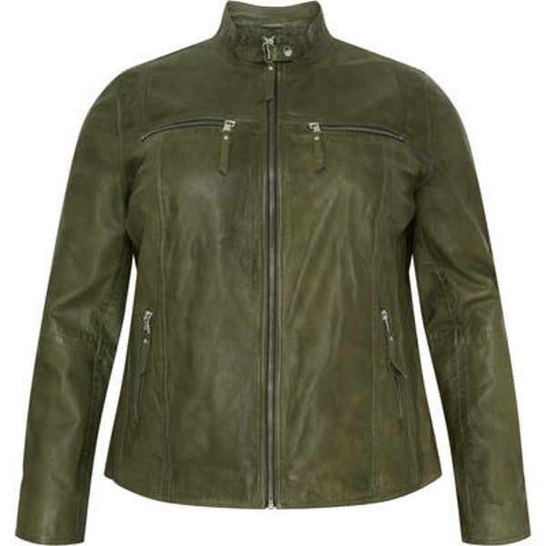 NO1 Biker Jacket Leer Olijf Groen
