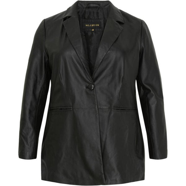 NO1 Lederen Blazer 1 knoop Zwart 11256