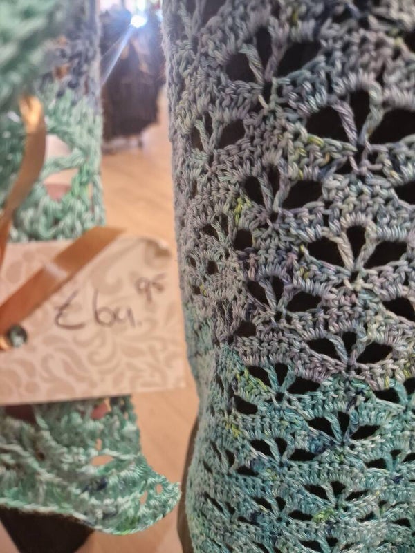 Sjaal groot mint groen / blauw tinten