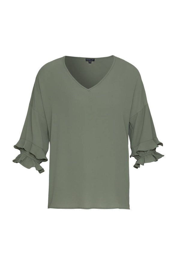 Exxcellent Top Roos Gewassen Groen 23QE04