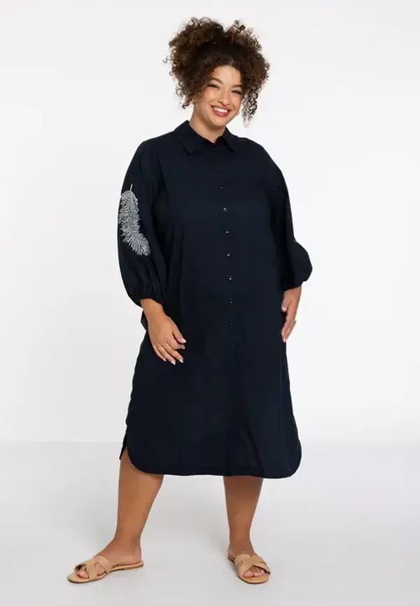 Yoek 283311 Jurk in Blauw Soft Katoen