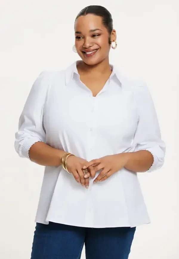 Yoek Blouse Puff Cotton Strech 30316