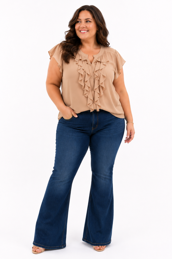Only M 41 Blouse Gala met Roezel  Sabbia (cappucino)