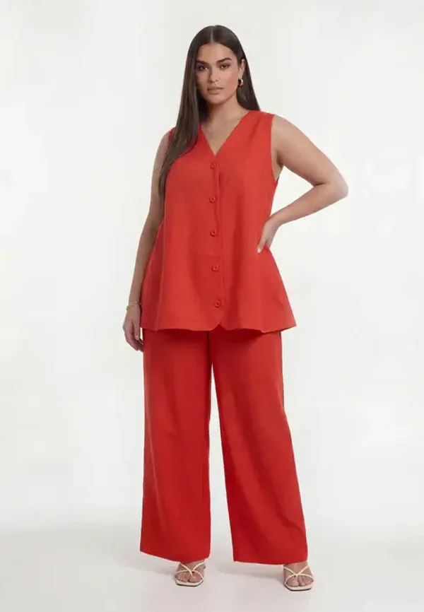 Yoek Top Linnen rood 37342