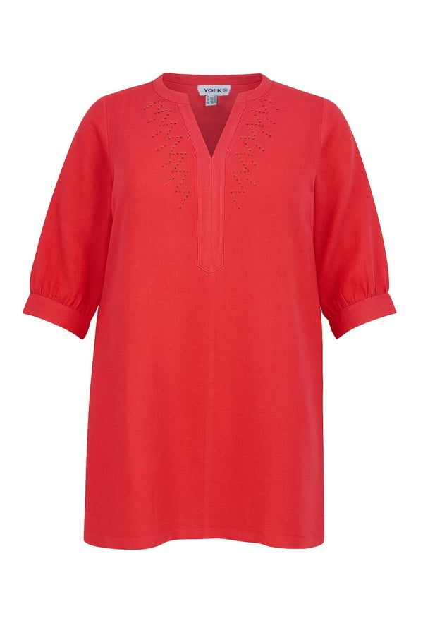 Yoek 37471 Tunic Linnen Red