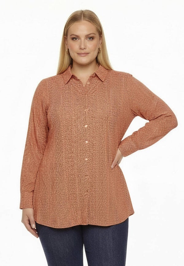 Yoek 38304 Shirt Fishbone Mid Brown