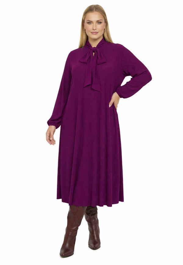 Yoek38721 Dress Uni Plisse Azalea