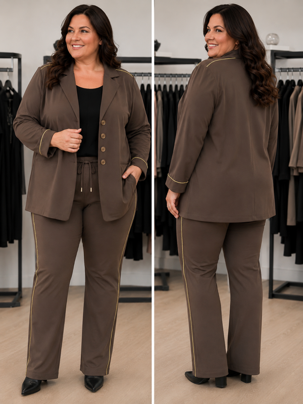 ONLY M SPECIAL - BLAZER MIDI STRONG NUTELLA/GOUD