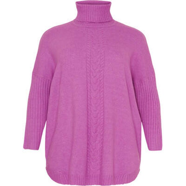 NO1 Poncho trui met col Maganta Pink