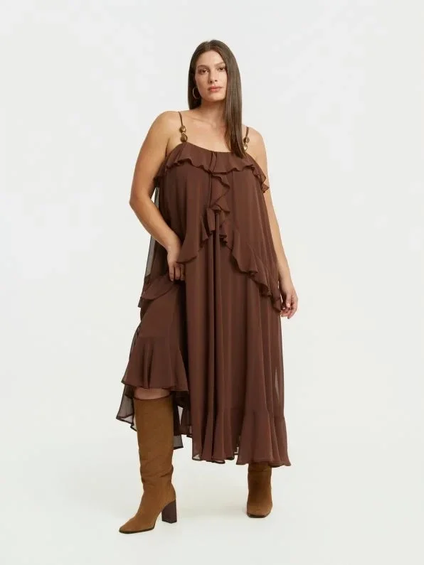 MAT Jurk in Zwart of Bruin 8401.7082