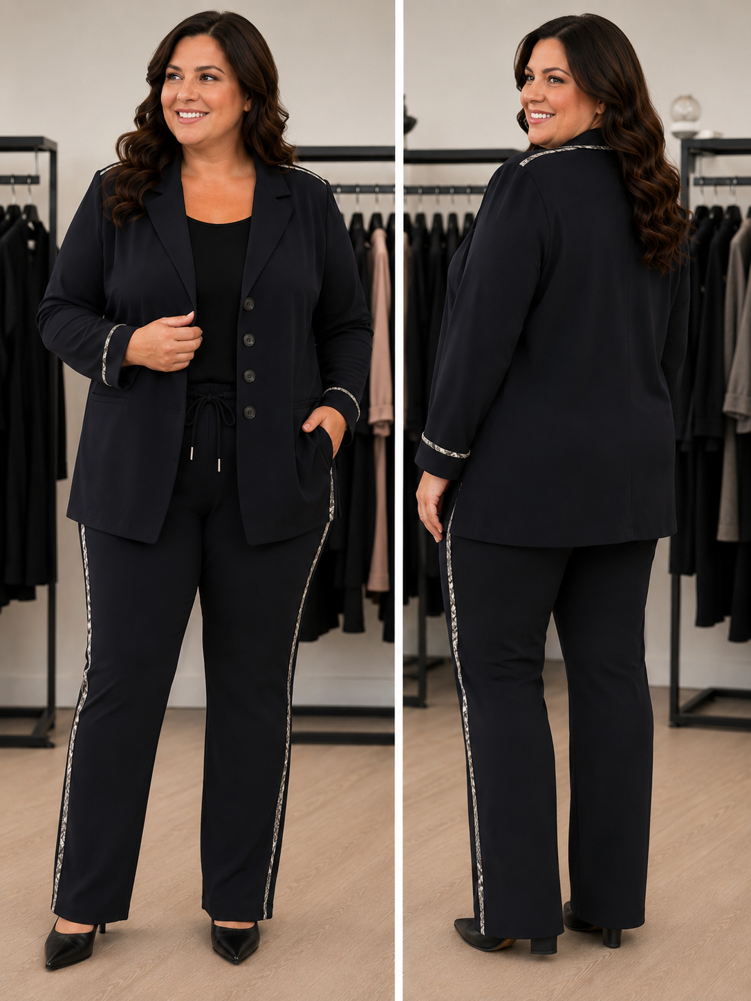 ONLY M SPECIAL - BLAZER MIDI STRONG NAVY/SNAKE