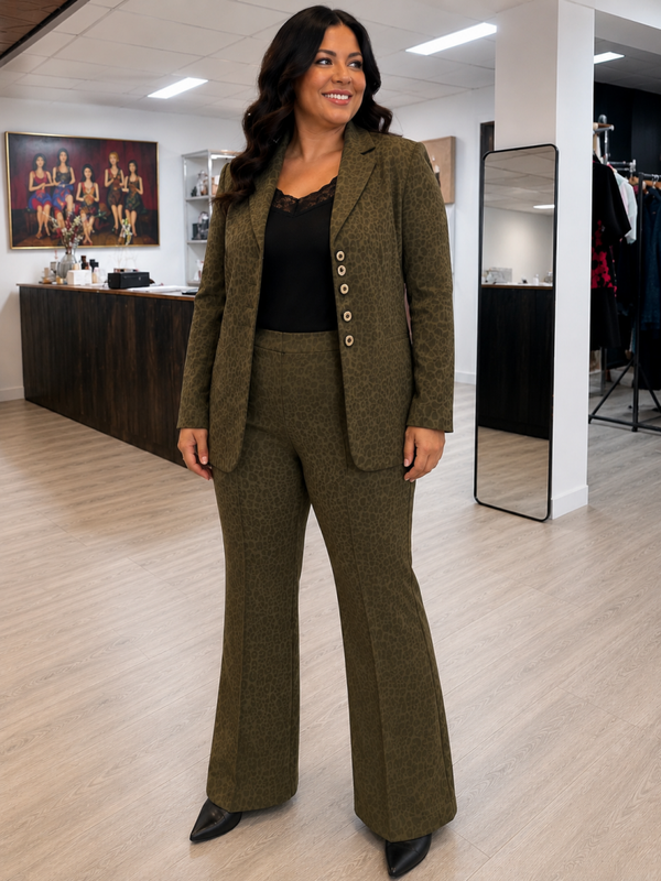 Only M 234.27 Broek wijd Brushed Animal Olivia Grigio
