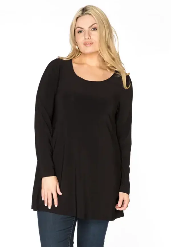 Yoek B4552 Tunic lane mouw Flare Black