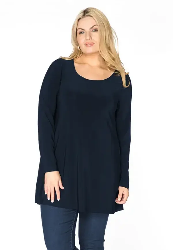 Yoek B4552 Tunic lane mouw Flare Navy