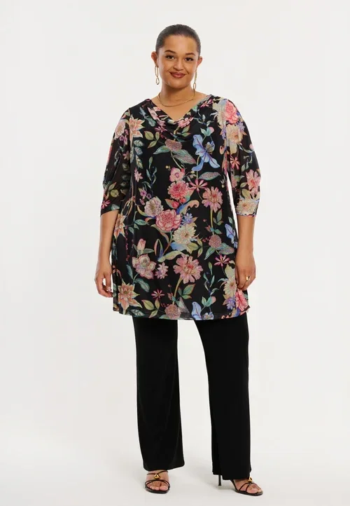 Yoek LY BL361471 Tunic Waterfall Flower