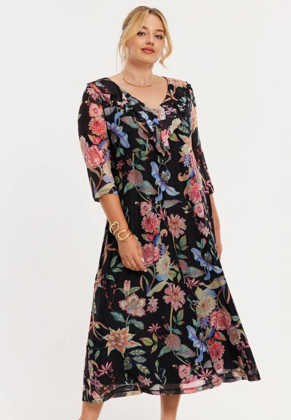 Yoek BL361764 Dress Volant Oriental Flower
