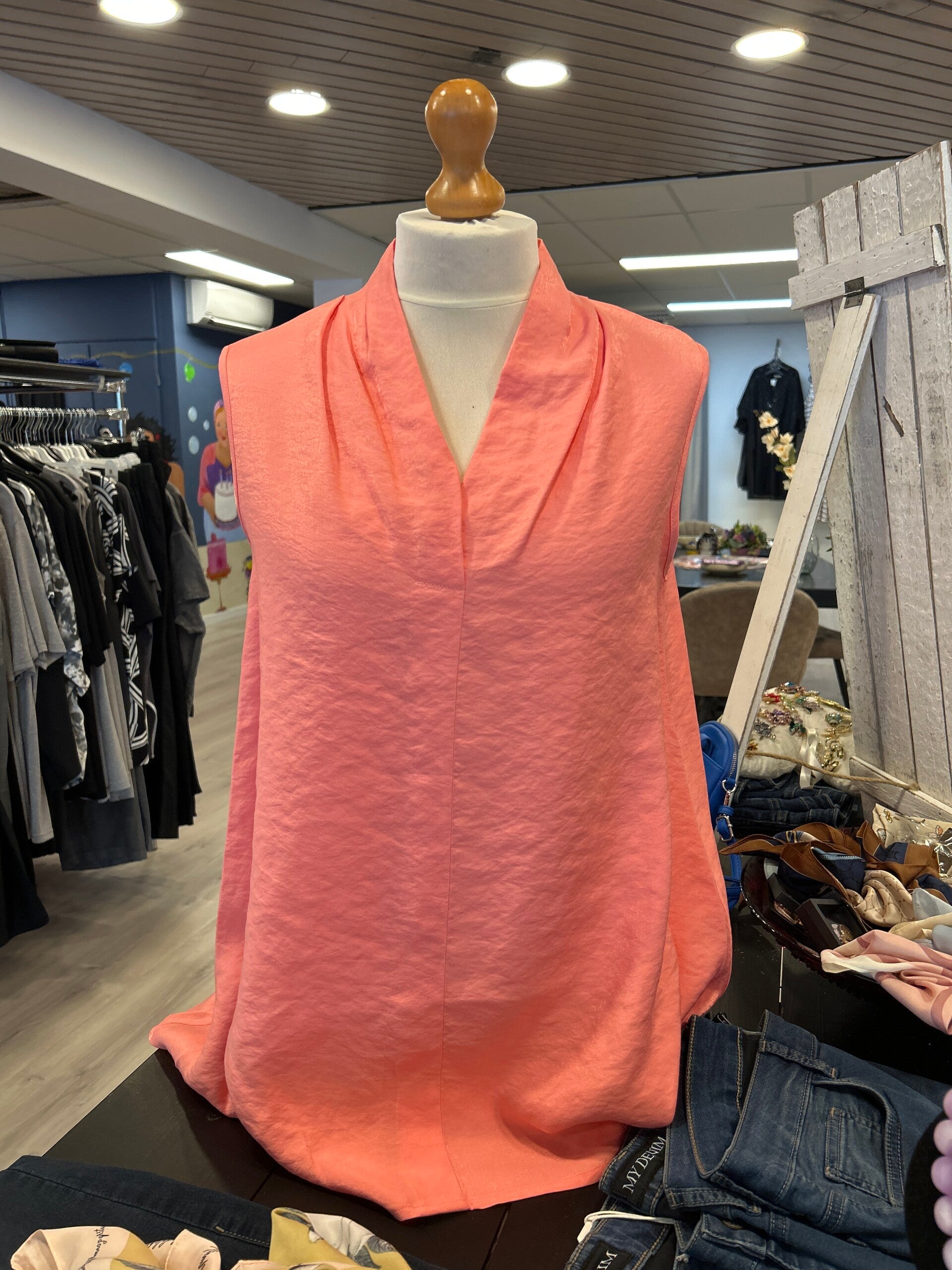 Only M 230.28 Top Shawlkraag Lampone