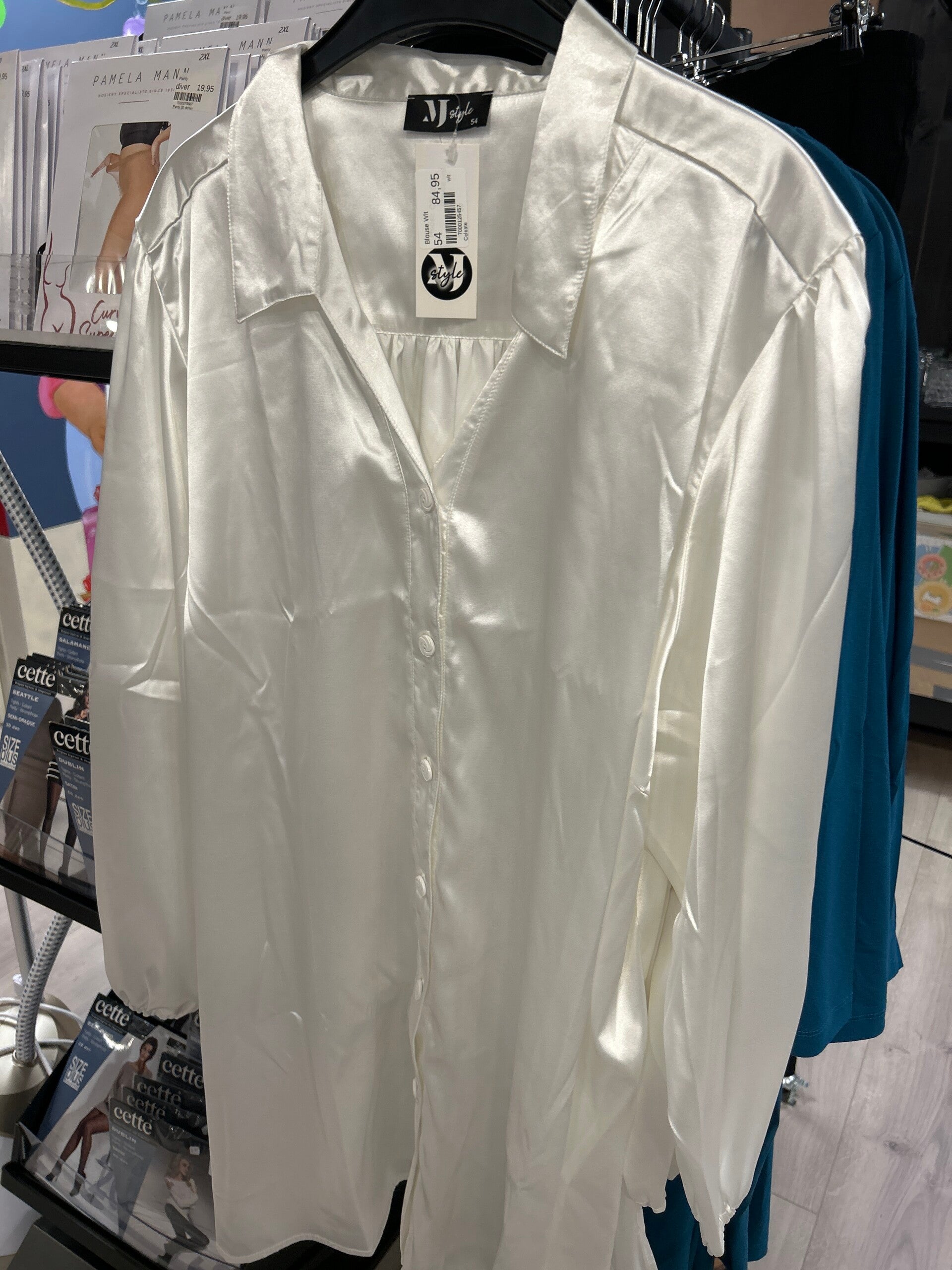 MJ Celeste Blouse UNi wit Glans