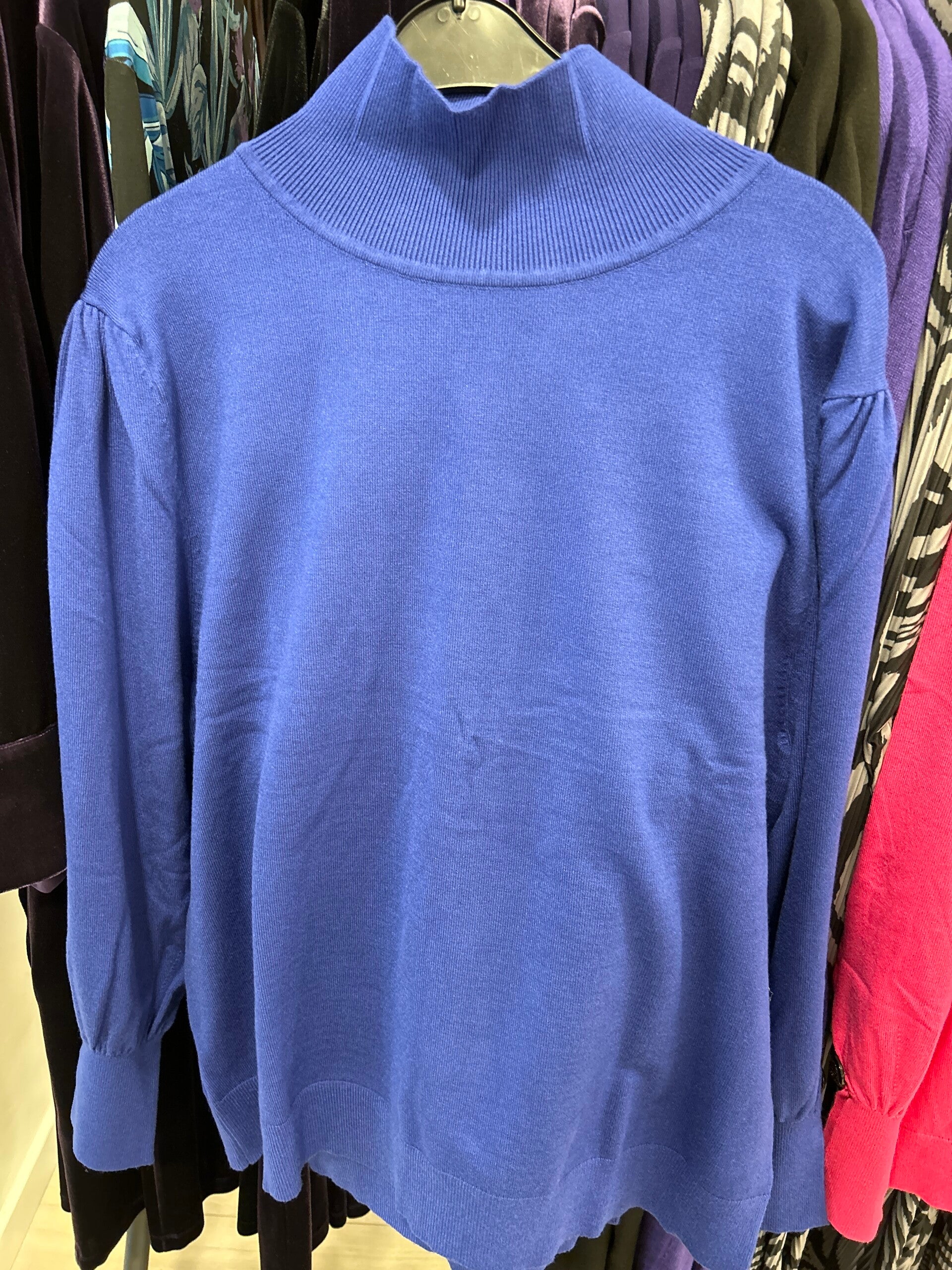 Only M 212.03 Trui met Col en sierknoop Viscose brei Kobalto